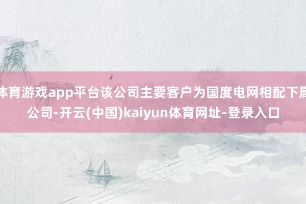 体育游戏app平台该公司主要客户为国度电网相配下属公司-开云(中国)kaiyun体育网址-登录入口