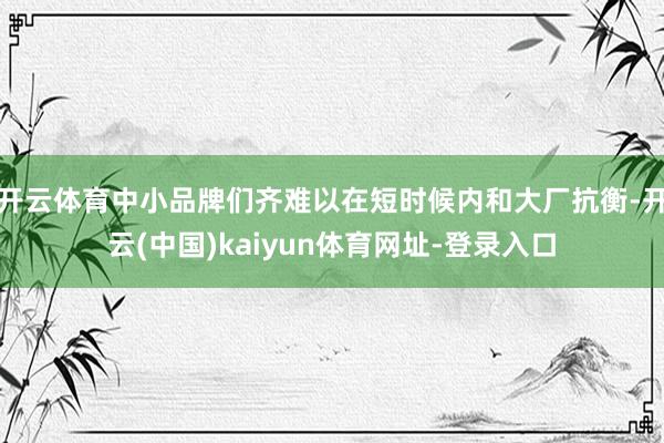 开云体育中小品牌们齐难以在短时候内和大厂抗衡-开云(中国)kaiyun体育网址-登录入口