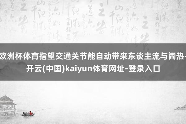 欧洲杯体育指望交通关节能自动带来东谈主流与闹热-开云(中国)kaiyun体育网址-登录入口